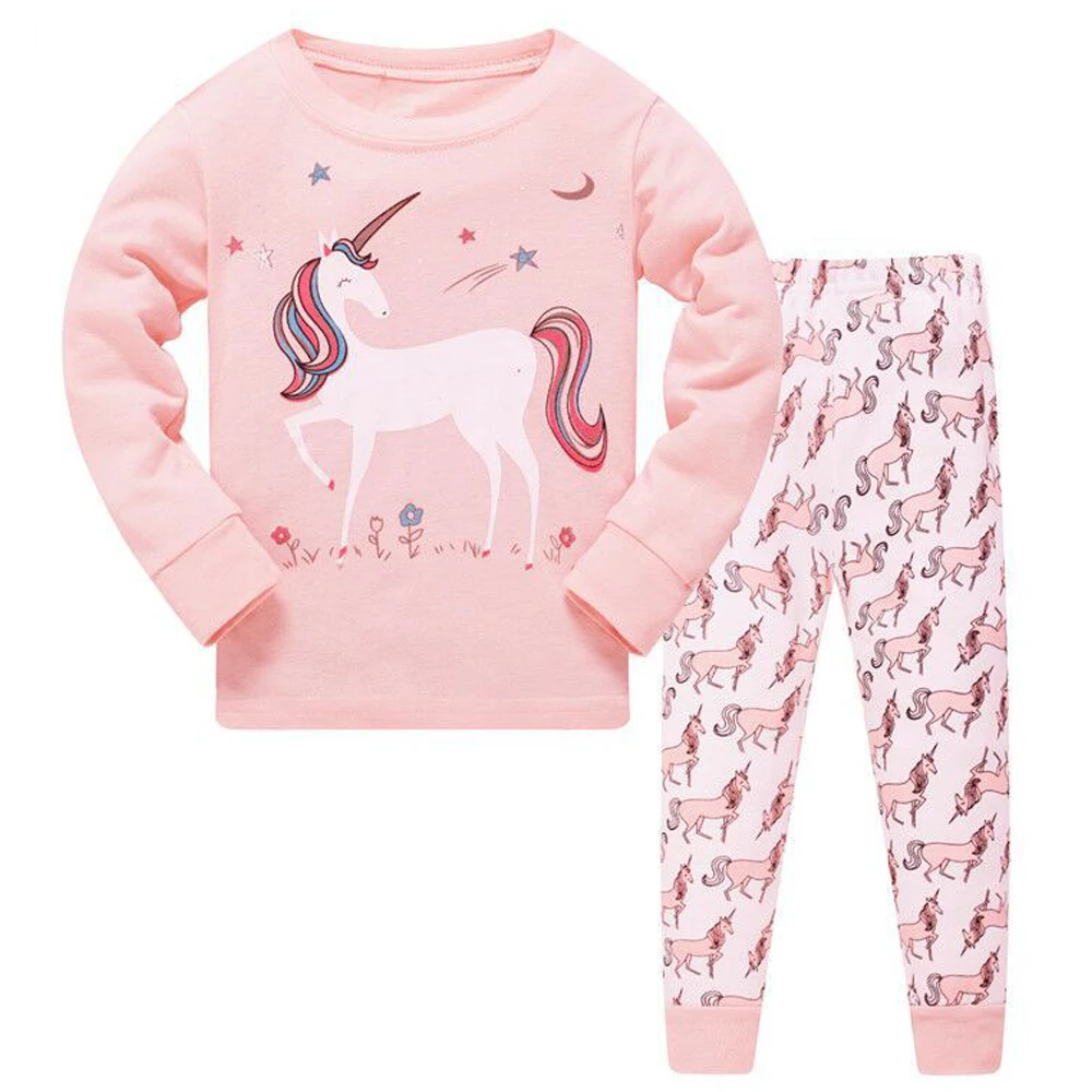 Единорогом для девочек пижама комплект одежды сна Мой маленький пони пижамы с