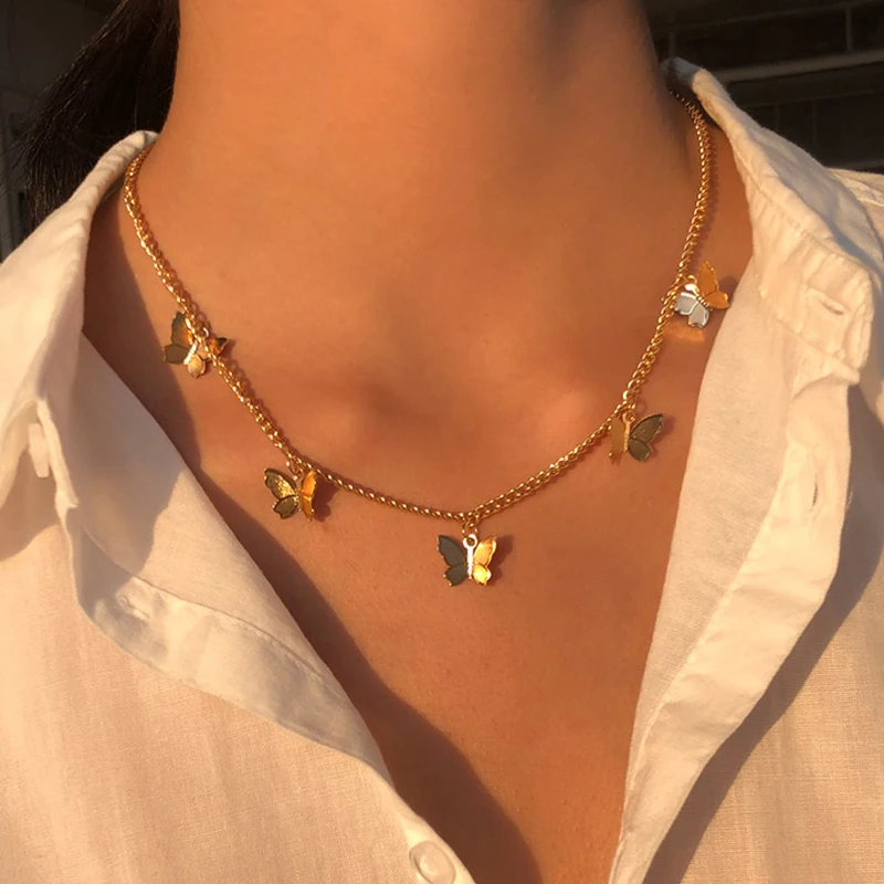Женское Ожерелье чокер с подвеской бабочкой|Индивидуальные Ожерелья| |