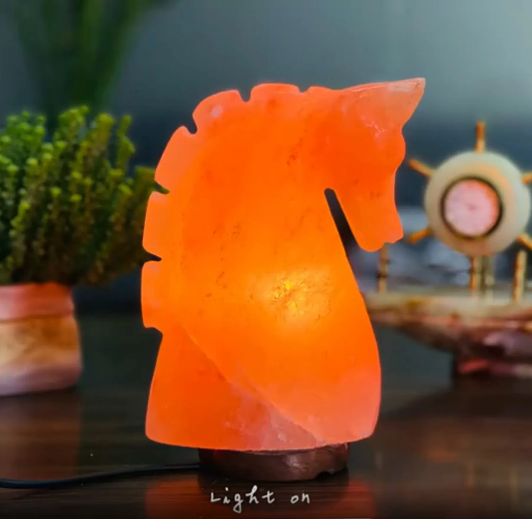 

Himalayan Salt Lamp Horse-Shaped Salt Lamp Crystal Rose Salt Lamp Gift Bedside Table Lamp Table Lamp Natural