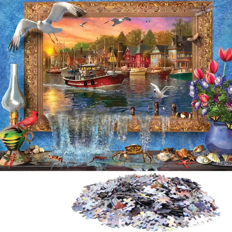 

1000pcs/set 9 Colors Children's Super Hard Jigsaw Puzzle Assembled Early Education Brain Games Toys For Kids Or Adults Gift