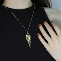 hot selling fashion novelty stereo crow head skull pendant necklace chains christmas present punk gothic jewelry wholesale