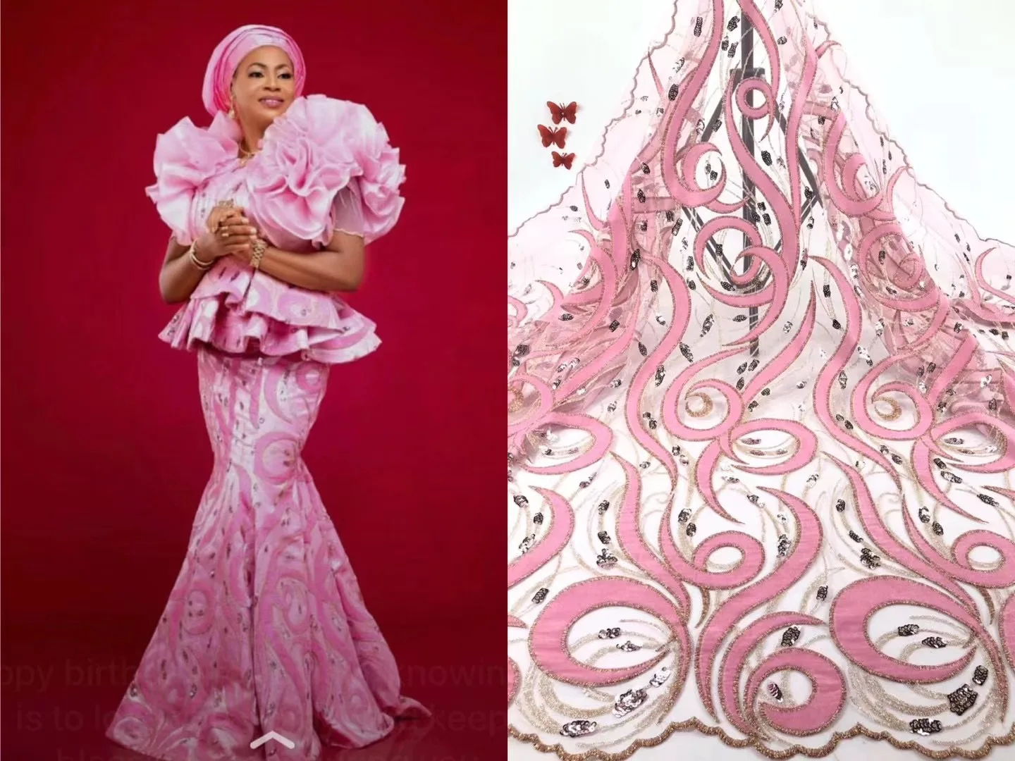 

Nigeria Velvet Lace Fabric 2021 High Quality Lace African Lace Fabric, French Tulle Lace with Sequins for Wedding RF4746