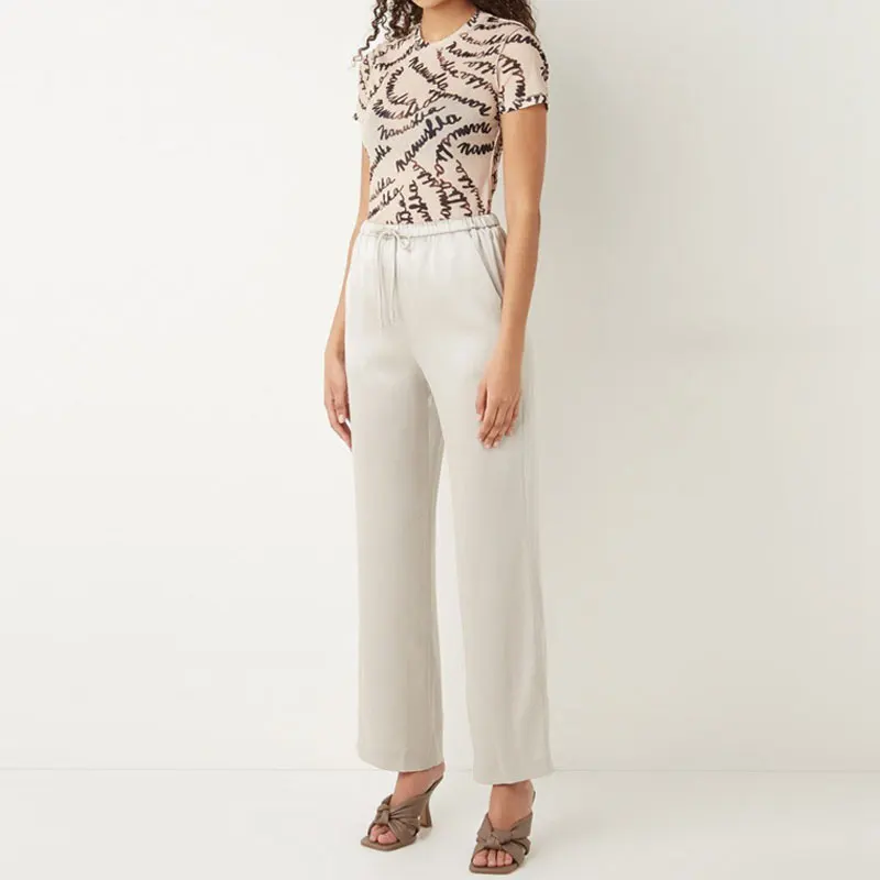 

Women casual trousers high waist lace-up loose temperament lady pants