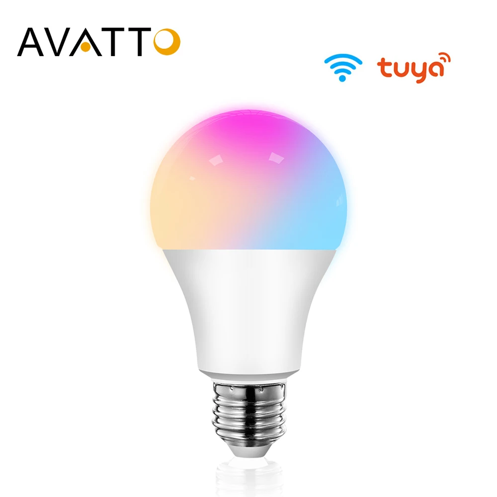AVATTO Tuya 15 Вт WiFi умная лампа для дома E27 RGB Светодиодная с регулируемой яркостью
