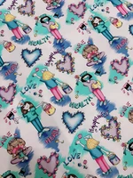 140cm wide cute heart nurse print twill cotton fabrics for patchwork quilting acccessories diy bag cloth fabric sewing material