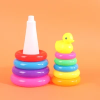 1pc adorable yellow duck toy with 9 rainbow color stacking rings tower kids education toy gifts