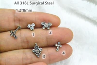 50pcslot body jewelry 16x8mm cz gems crossbutterfly surgical steel lip bar piercing labret ring ear helix cartilage stud new