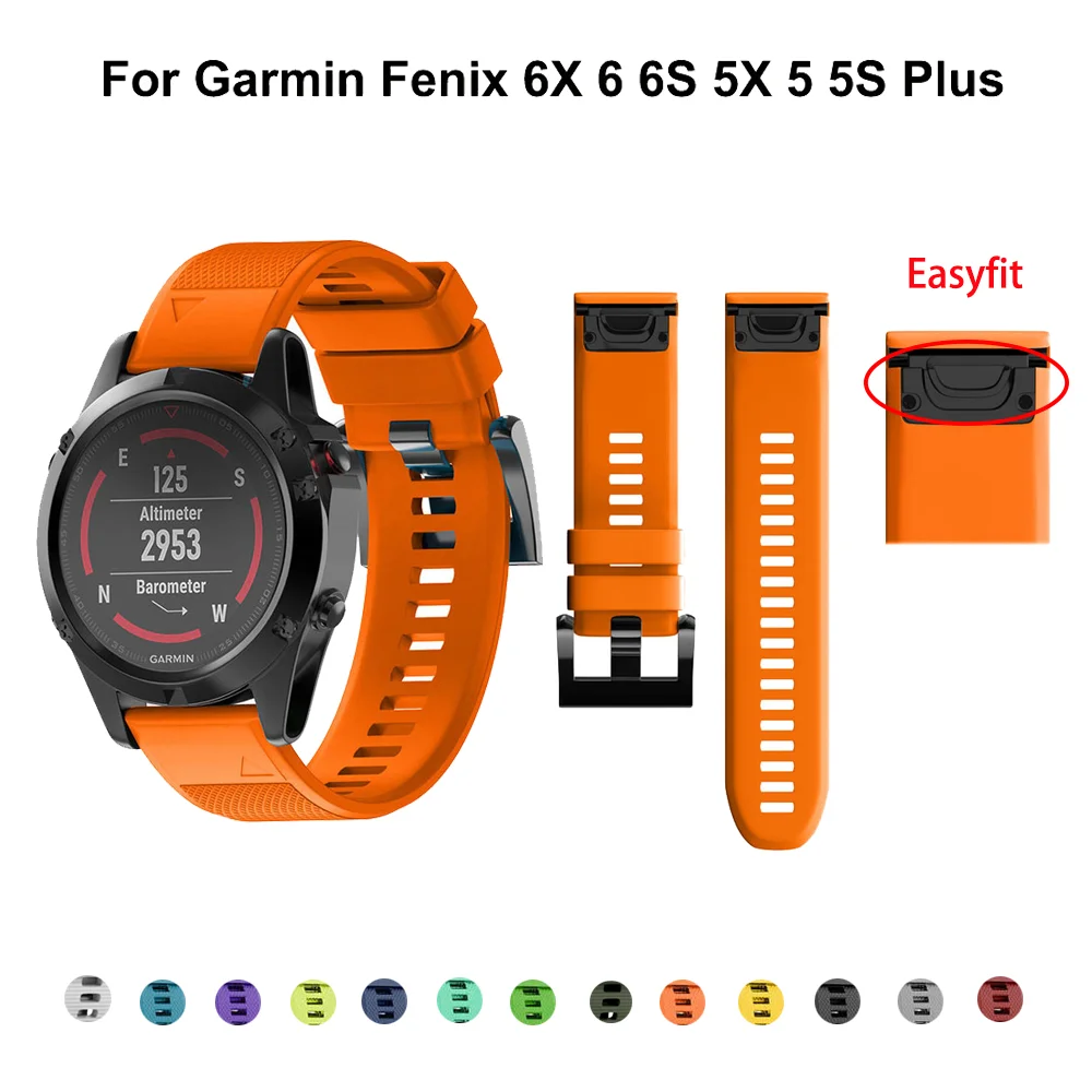 

26mm 22mm Watchband Strap For Garmin Fenix 6 6S 6X Pro 7X 7 5 5X 5S Silicone Band Fenix7 Fenix6 Fenix5 Watch Easyfit Wrist Strap