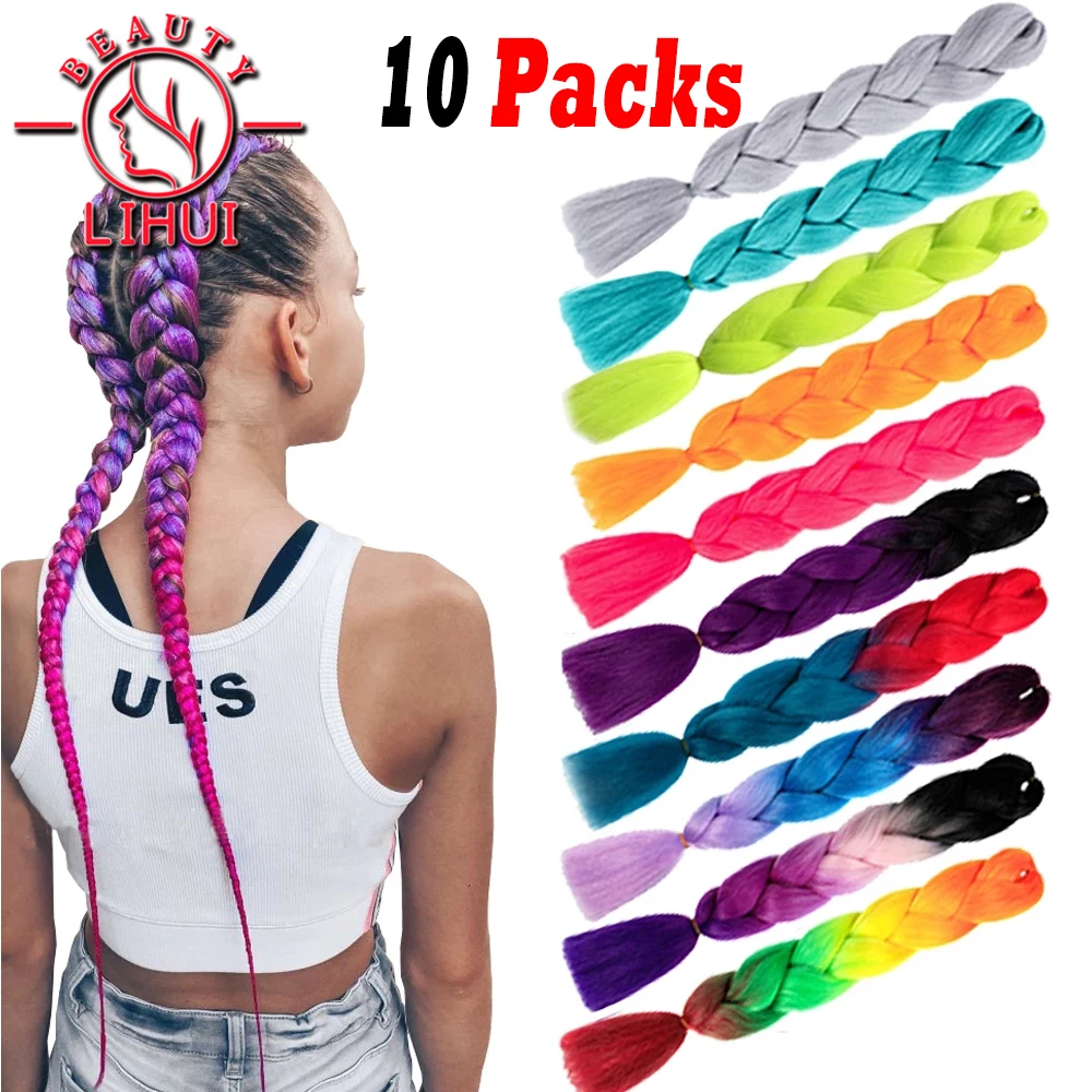 

24inch Braiding Hair Wholesale Jumbo Braids Synthetic Hair Extension For Women Pure Color Purple Blue Pink Red Blonde 100g