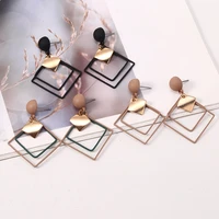 hocole statement earrings 2019 fashion metal earrings for women korean big square gold drop earring pendientes jewelry brincos