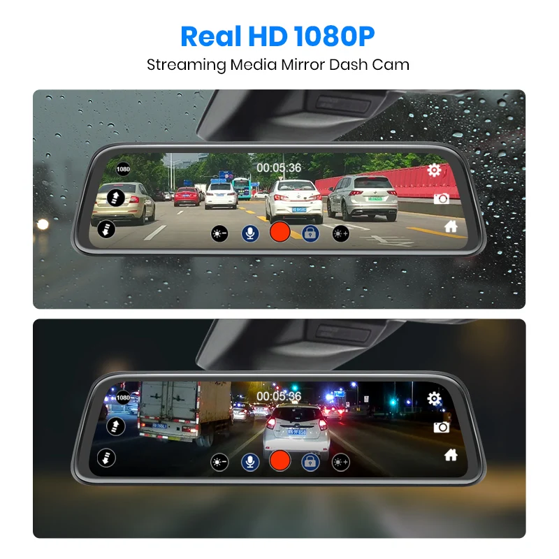 AWESAFE Автомобильный видеорегистратор с камерой 10 дюймов IPS 2.5D FHD 1080P потоковый