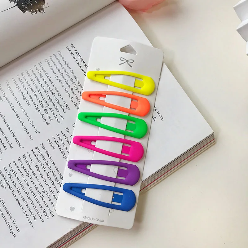 

6pcs/set Fluorescent Color Geometric Hair Clips Bb Hairpins Barrettes Diy Hair Styling Tools Hair Accessories