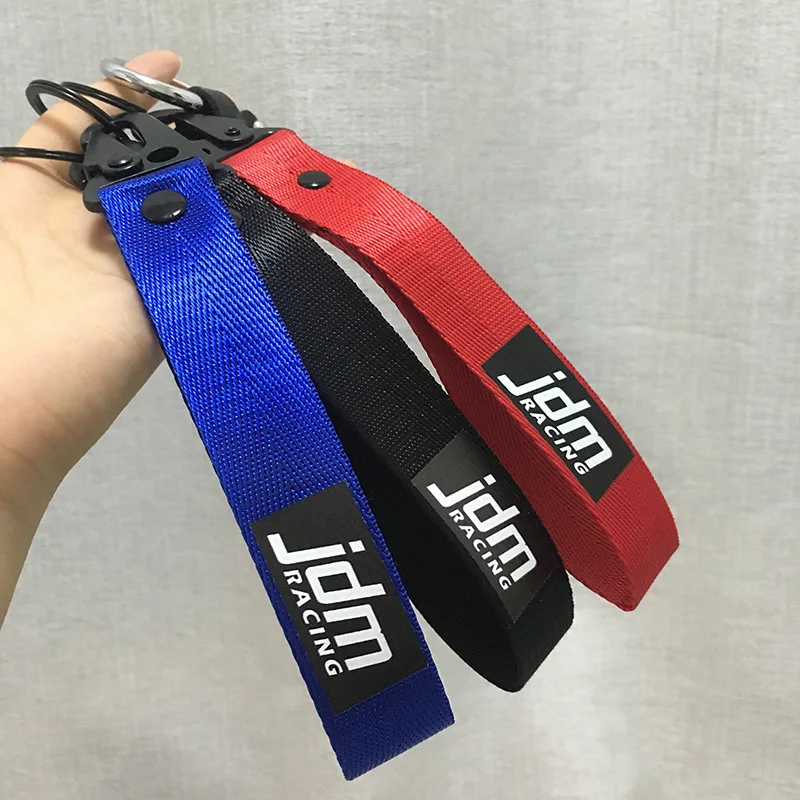 JDM Гоночный брелок для ключей, мобильный телефон, ID карта, подвесной ремешок, ремешок на запястье/ладонь, ремешок, держатель для сотового телефона, брелок, черный крючок