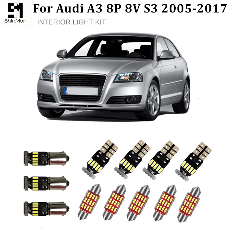 Купольный светодиодный фонарик Canbus для освещения салона Audi A3, 8P, 8 в, S3, автомобильные аксессуары, 2005-2017, светодиодный светильник для интерьера