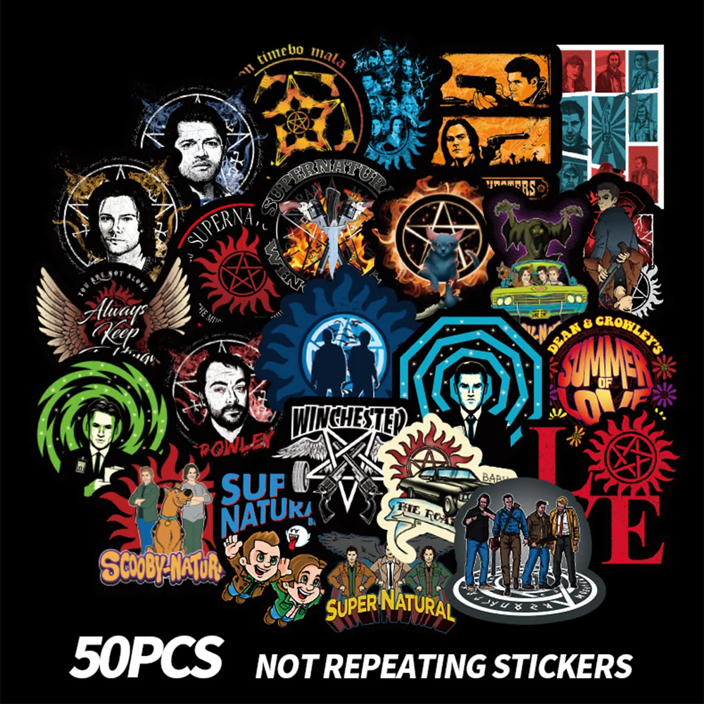 

50pcs TV Show Customized Supernatural Stickers For Book Helmet Motorcycle Skateboard Snowboard Waterproof Customized Stickers