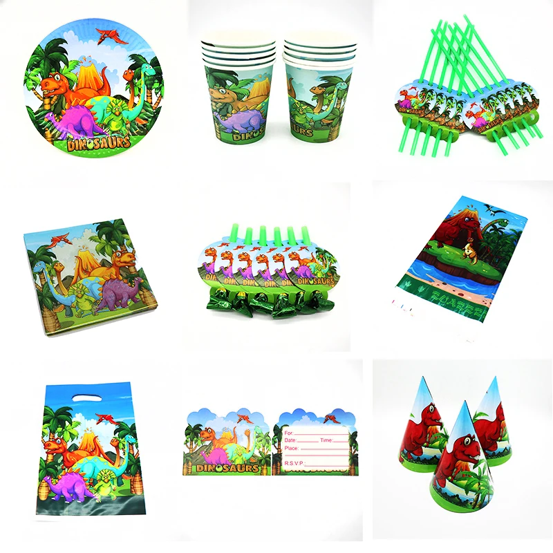Юрский мотив динозавра вечерние украшения детский душ поставки Юрского тарелки