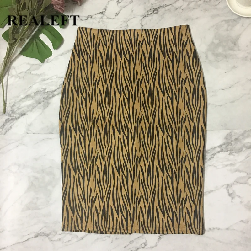 REALEFT осенне зимние замшевые винтажные юбки карандаш средней длины с волнистым