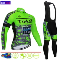tinkoff man pro long sleeve cycling jersey sets breathable 20d padded sports wear mountain bicycle bike apparel cycling clothing