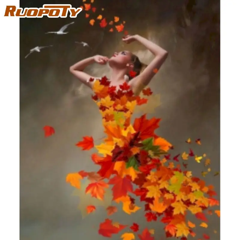 

RUOPOTY 60x75cm Frame Paint By Number Figure For Adults Handpainted Oil Painting For Home Decors Artcraft Diy Gift