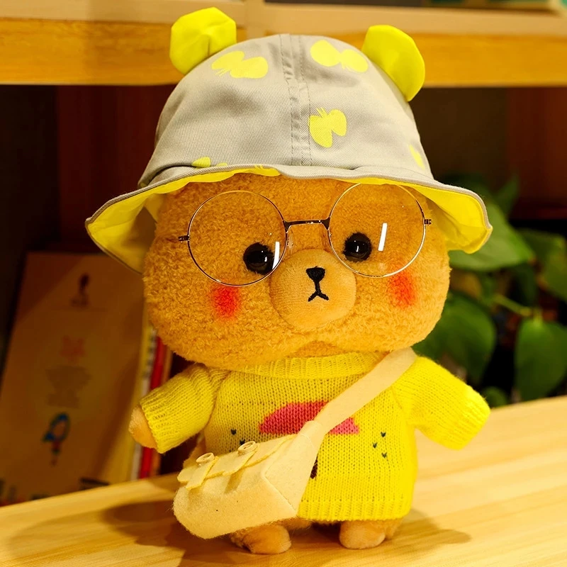 

1pc 35cm Lovely Teddy Bear Plush Toys Kawaii Bears with Hat Glasses Cloth Dolls Stuffed Soft Pillow for Girlfriend Baby Gift