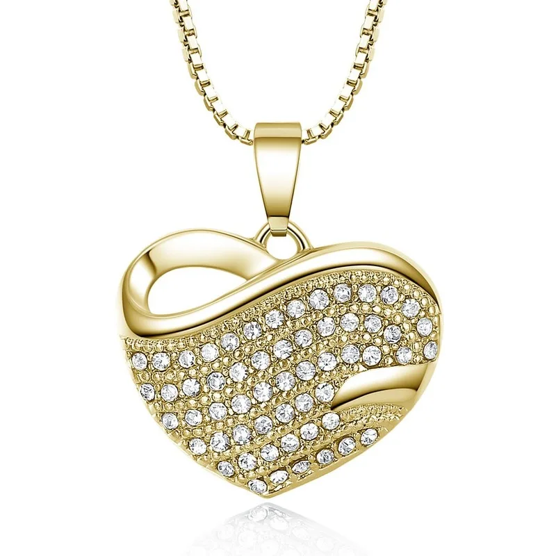 

IHUES Gold Color Hollow Necklace Fashion Ladies Creative Zircon Heart Pendant Necklace Jewelry Ladies Gift Jewelry