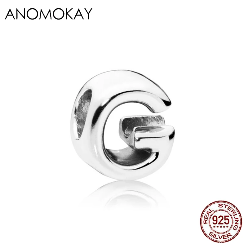 ANOMOKAY, новинка, 925 пробы, серебро, от A до Z, классика, 26 букв, бусины, амулеты, подходят для браслетов Pandora, сделай сам, изготовление ювелирных изделий - Цвет: CYZZ4818-ZM-G