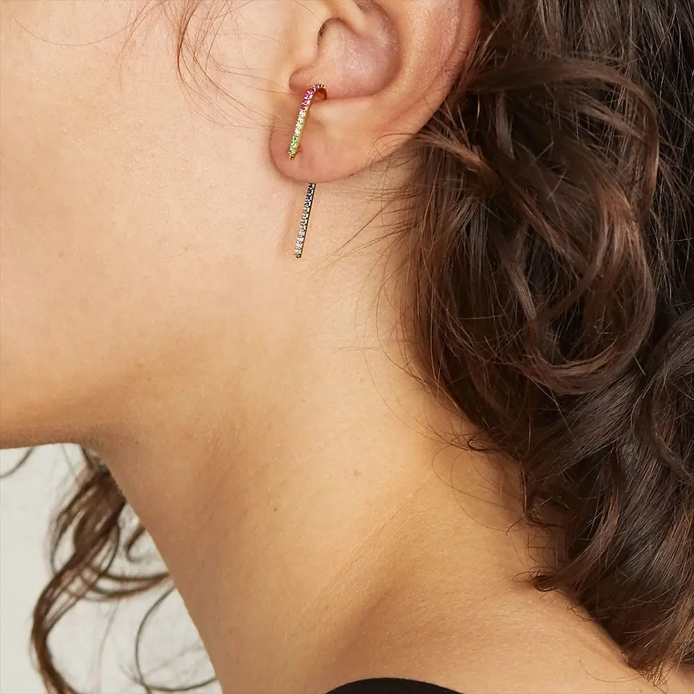 Новая мода Фианит циркон кристалл серьги в форме Креста для женщин сплав золотые