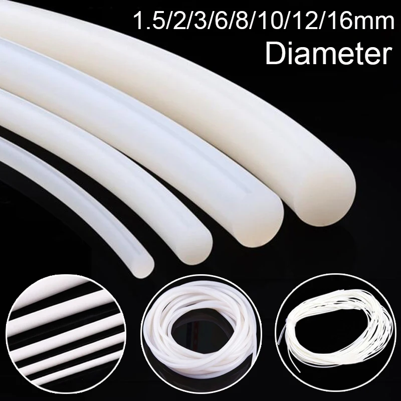 

1M 5M Waterproof Weatherstrip Solid Silicone Rubber Cord White Seal O Ring Cord 1.5/2/3/6/8/10/12/16mm