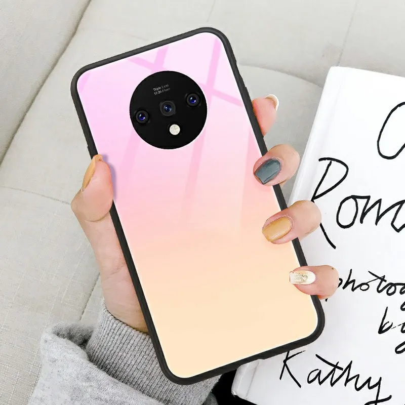 P021 Чехол из закаленного стекла для телефона для Oneplus 7T Pro 7 Pro 6 6T 5 5T роскошный цветной градиентный чехол - Цвет: P021