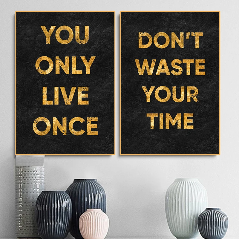 

You Only Live Once Letters Inspirational Canvas Paintings Office Wall Art Posters Prints Motivational Quote Pictures Home Decor