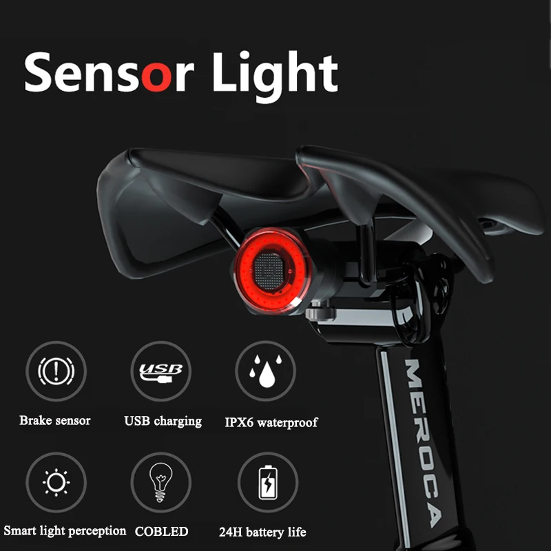 

Велосипедный задний фонарь, автоматическая индукция, старт, стоп-тормоз, умный велосипедный задний фонасветильник, стандарт IPX6, водонепрон...