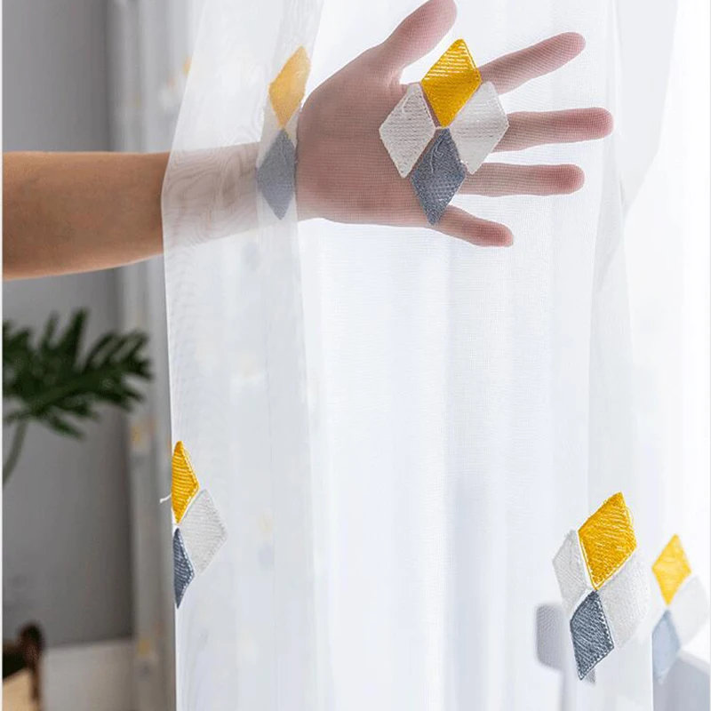 Современные тюлевые занавески с ромбовидной вышивкой для гостиной спальни окна