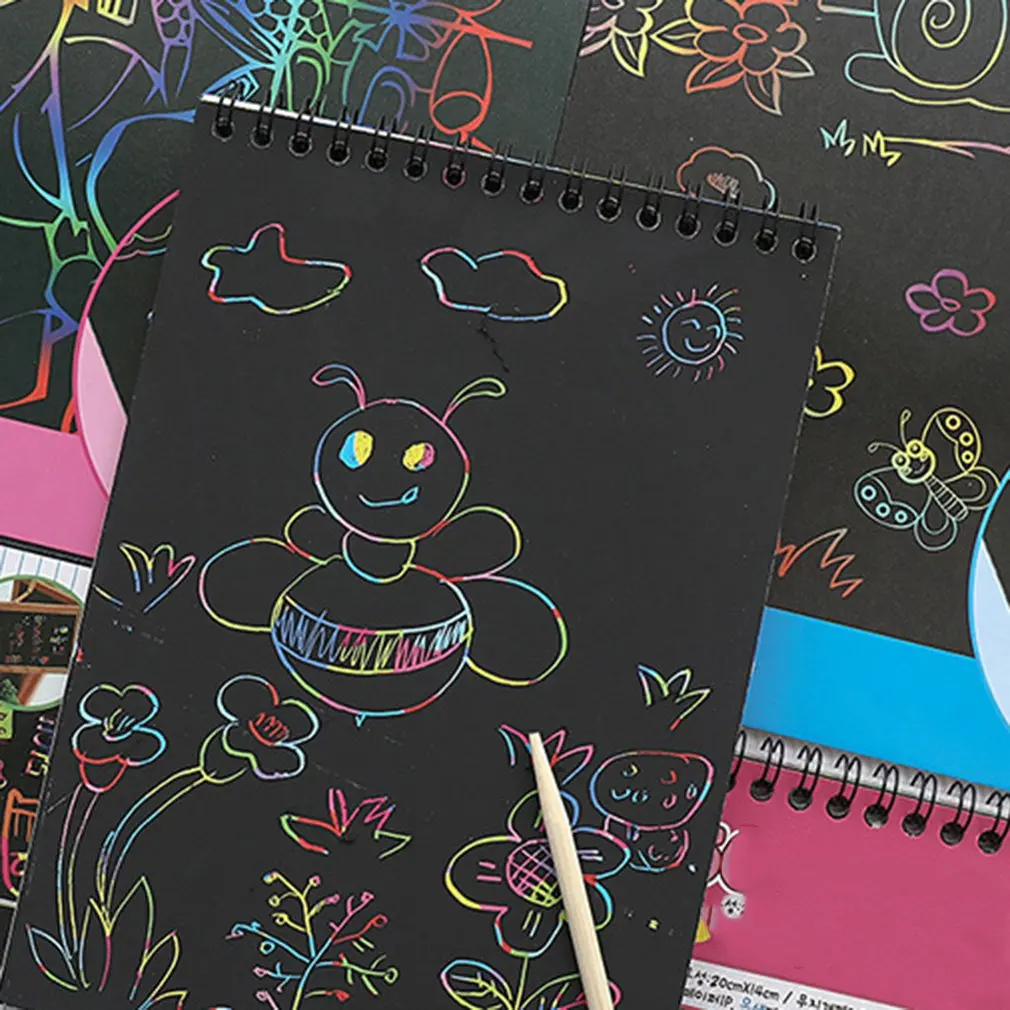 Волшебная скретч бумага для живописи с палочкой рисования Детская Игрушка