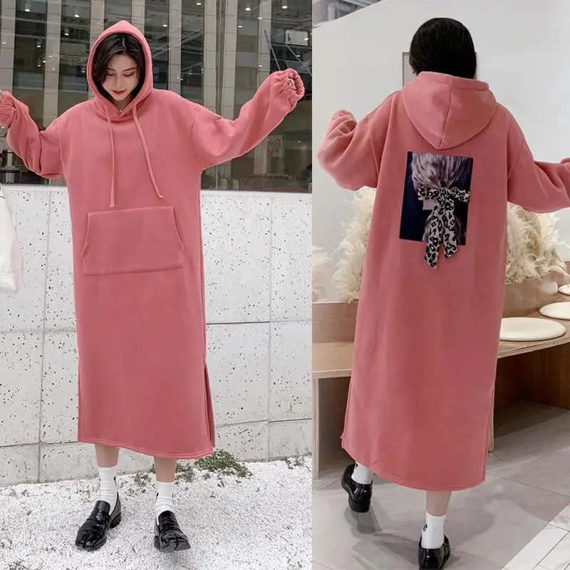 Сезон осень зима Большие размеры флисовые толстовки с капюшоном Длинные рукава