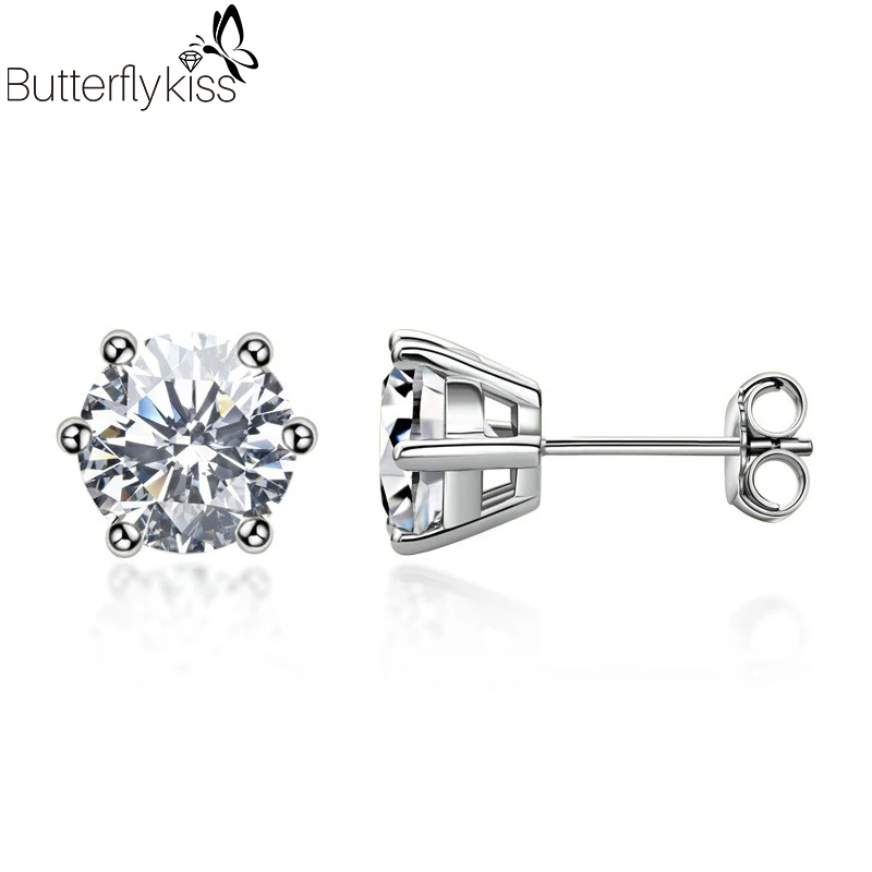 Bk DE Цвет серьги с муассанитом 0.5ct покрытием 18 ти каратным белым и желтое золото
