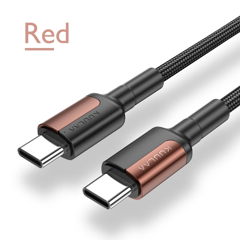 Кабель KUULAA USB C к usb type C для Xiaomi Redmi Note 7 Pro 60W PD QC 4,0 кабель быстрой зарядки для samsung S10 Oneplus USBC type-C - Цвет: Red