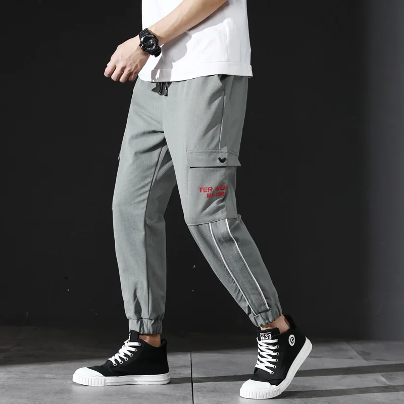 

Summer Tooling Trendy Loose Trousers Male Sports Leisure Feet Nine Minutes Of Pants Popular Logo Straight Beam