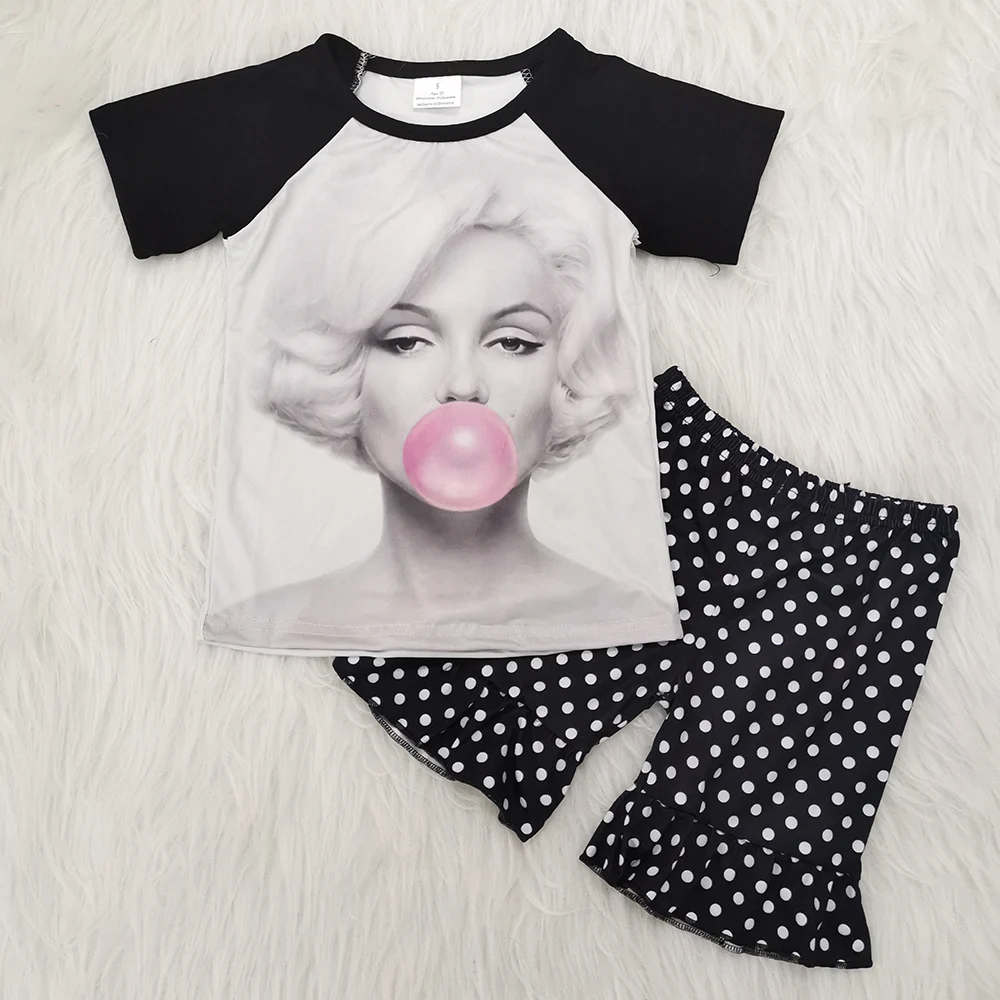 

Free shipping infant toddler baby girl kid new fashion beautiful girl pattern top matches dots short outfits clothing