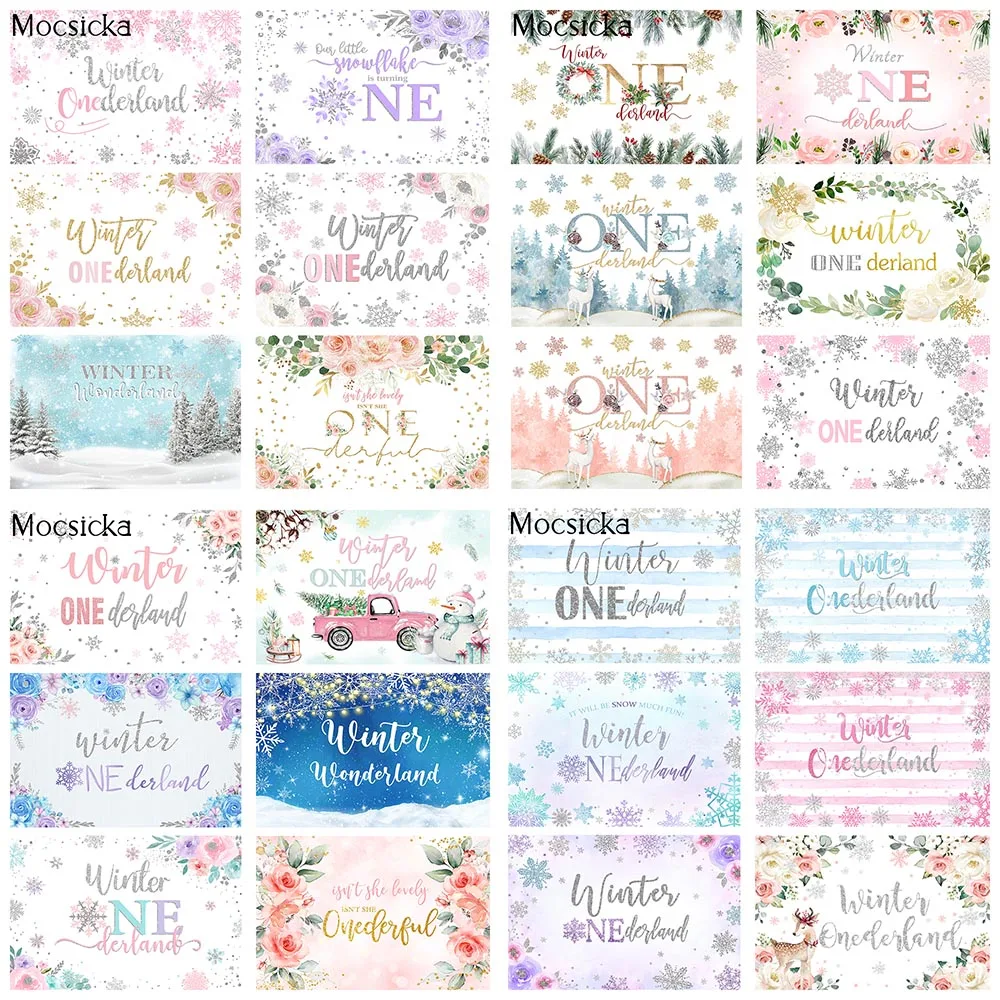 

Winter Onederland Newborn Floral Birthday Party Backdrop Decor Christmas Little Snowflake Birthday Cake Smash Background Props