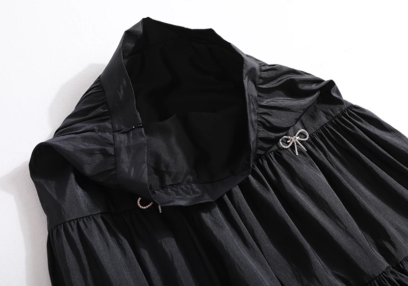 

[EAM] High Waist White Black Rhinestone Bow Long Temperament Half-body Skirt Women Fashion Tide New Spring Autumn 2021 1DD9230