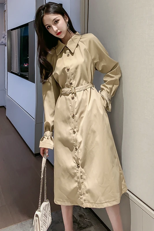 Женское винтажное платье ветровка с длинным рукавом на осень/весну|Женские