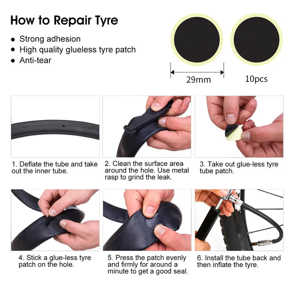 

Bike Repair Kit Tire Opener Adhesive Patches Allen Key Carrying Case
