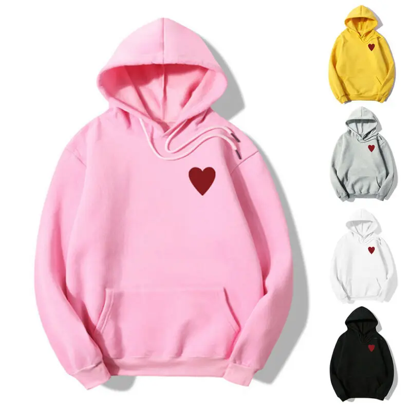 

Women Fashion Hoodies Hooded Heart Print Sweatshirt Coat Long Sleeve Jumper Tops