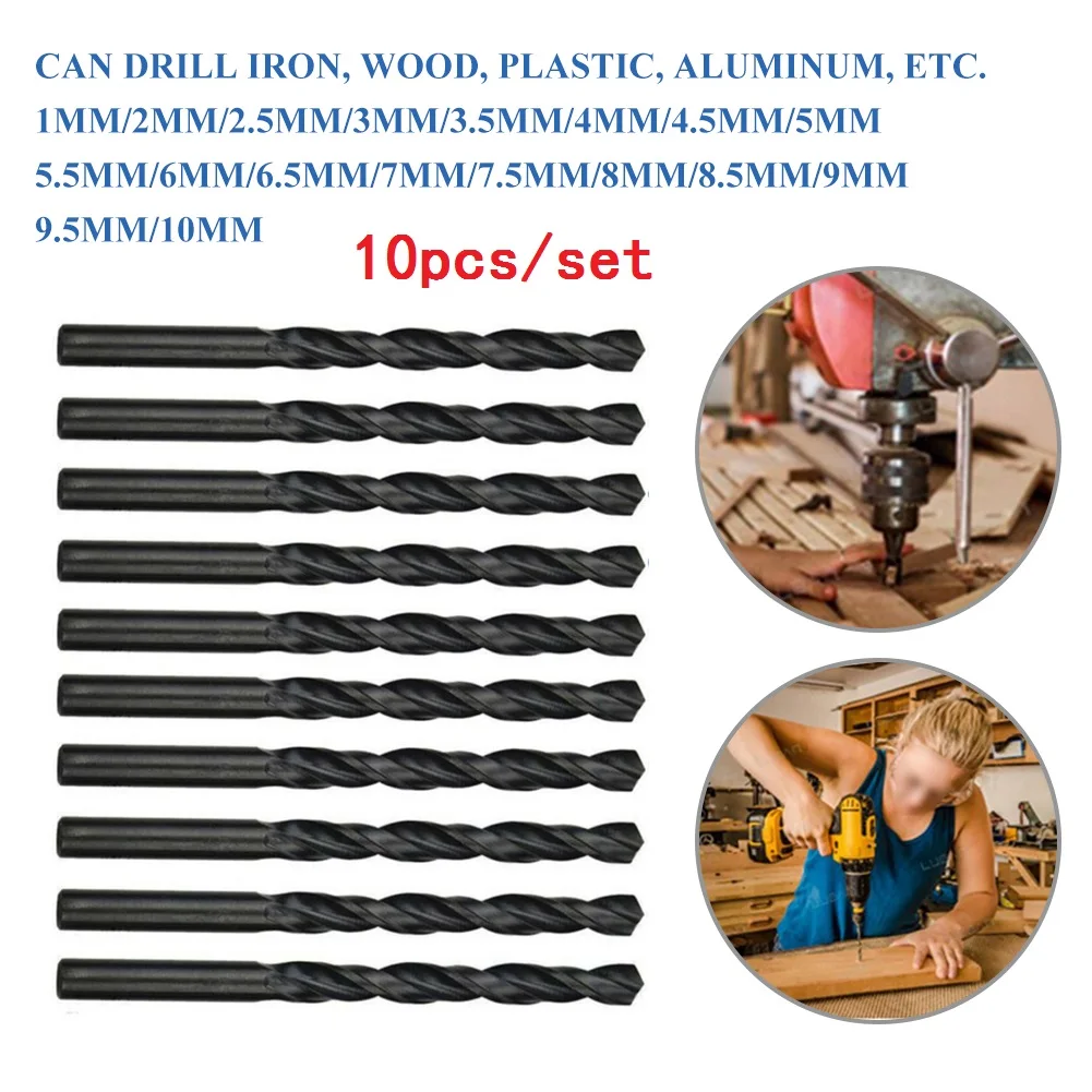 

Кобальтовые высокоскоростные спиральные сверла из быстрорежущей стали, 10 шт., 2-8 мм, набор метрических сверл, полностью заземляющий металли...