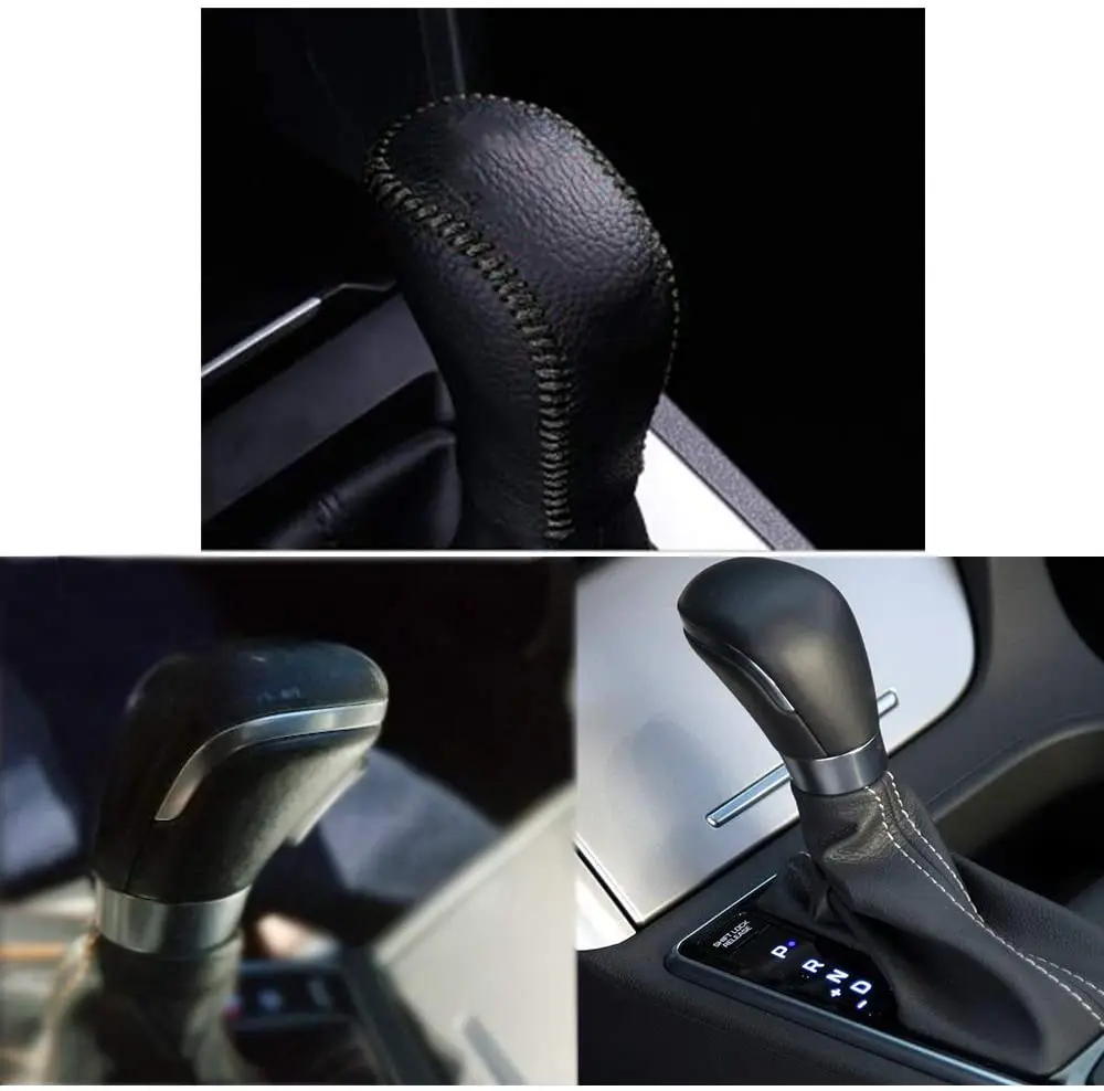 

Non-slip Black Genuine Leather Gear Shift Knob Cover For Hyundai 2015 Sonata Sport Shift Lever Protector Trim BLACK Thread