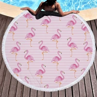 2021 custom printed logo microfiber beach towel cotton super absorbent flamingo print round beach towels printing custom