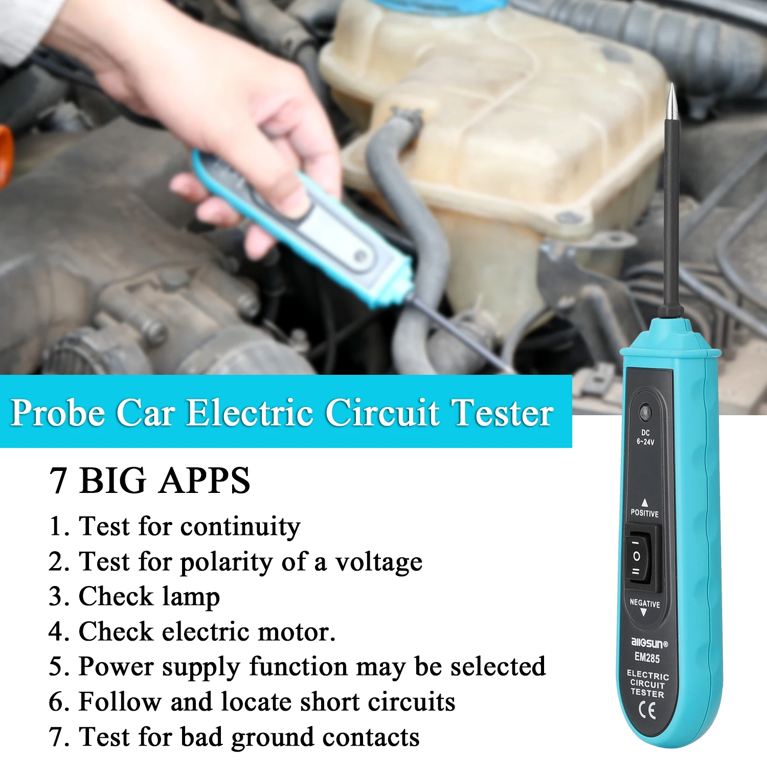 

Car Circuit detector All-Sun EM285 Power Probe Car Electric Circuit Tester Automotive Detection Tool Car Accessory
