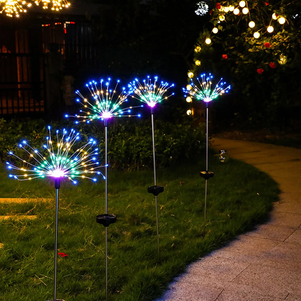 

Outdoor Solar Powered Lamp Sunlight Grass Fireworks Lights 150 LED Landscape Lamps Holiday Light for Garden Decoration