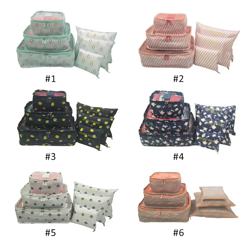 6 шт. дорожная сумка для хранения водонепроницаемая одежда Упаковка Куб багажный