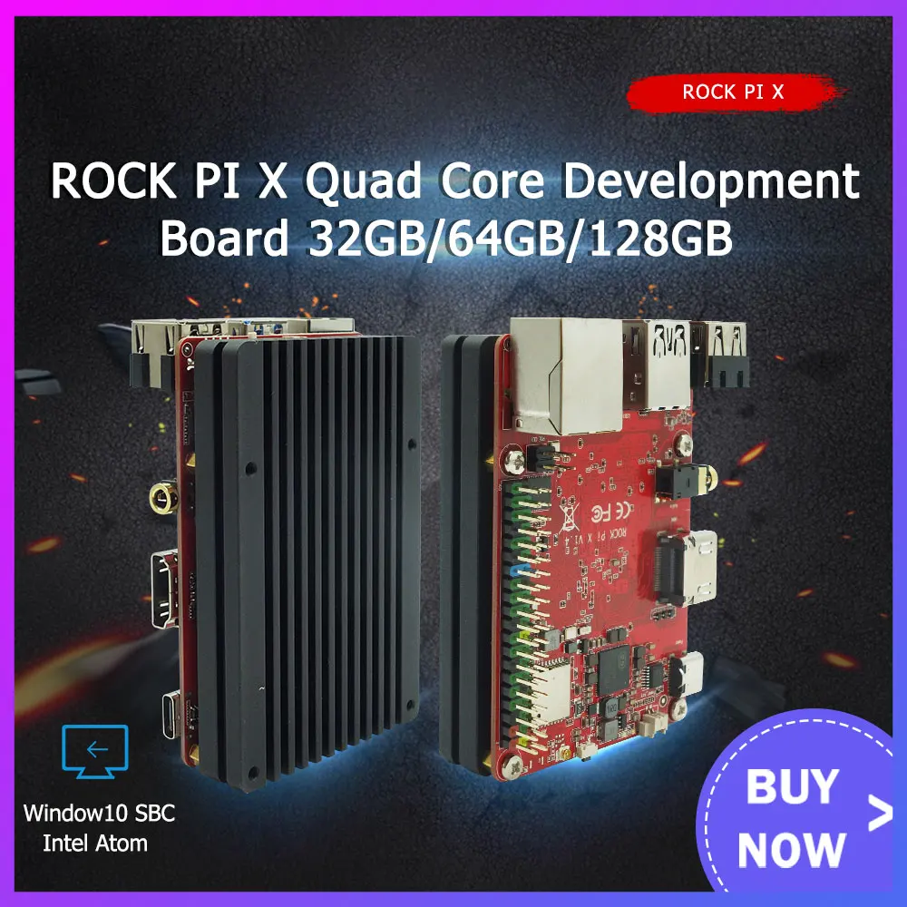 Preise ROCK PI X B 4GB Mit Kühlkörper SBC Intel Atom X5-Z8350 Kirsche Trail X86 Single Board Computer